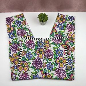 Vintage That's Me! Colorful Floral Tropical White Pink Black Pants Women 11/12